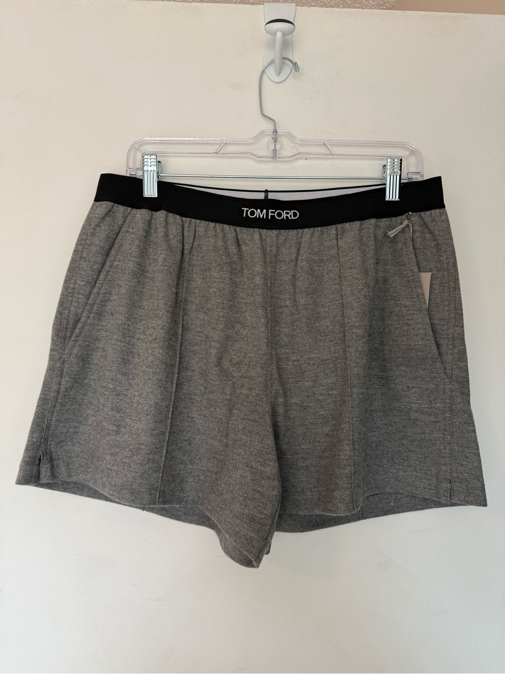 Tom Ford Gray Knit Athletic Shorts with Black Elastic Waistband